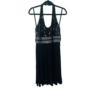 Joseph Ribkoff 8 Black "Sequin Bodice" Halter Dress Head Turning Style